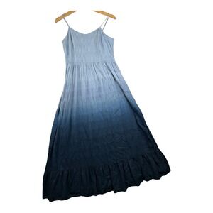 Madewell Dip Dye Cami Pintuck Ruffle Maxi‎ Dress size 2 Blue